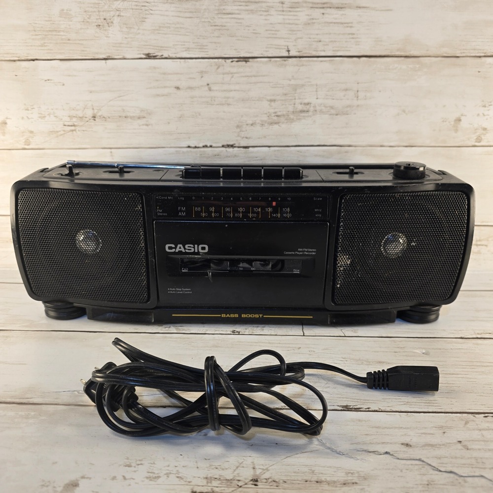 Casio CP50 Vintage AM FM Stereo Cassette Player Recorder Boombox Bass Boost BLK